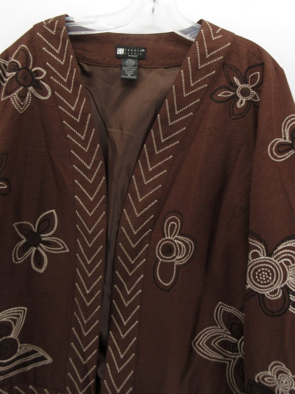 Carole Little Jacket 1X Plus Silk Blend Open Embroidered Floral - Picture 2 of 9